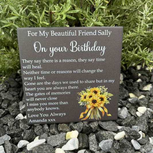 Sunflower Birthday Memorial Tile