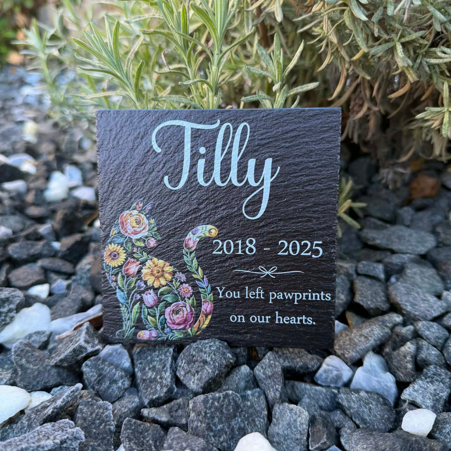 You left paw prints on our hearts slate cat memorial