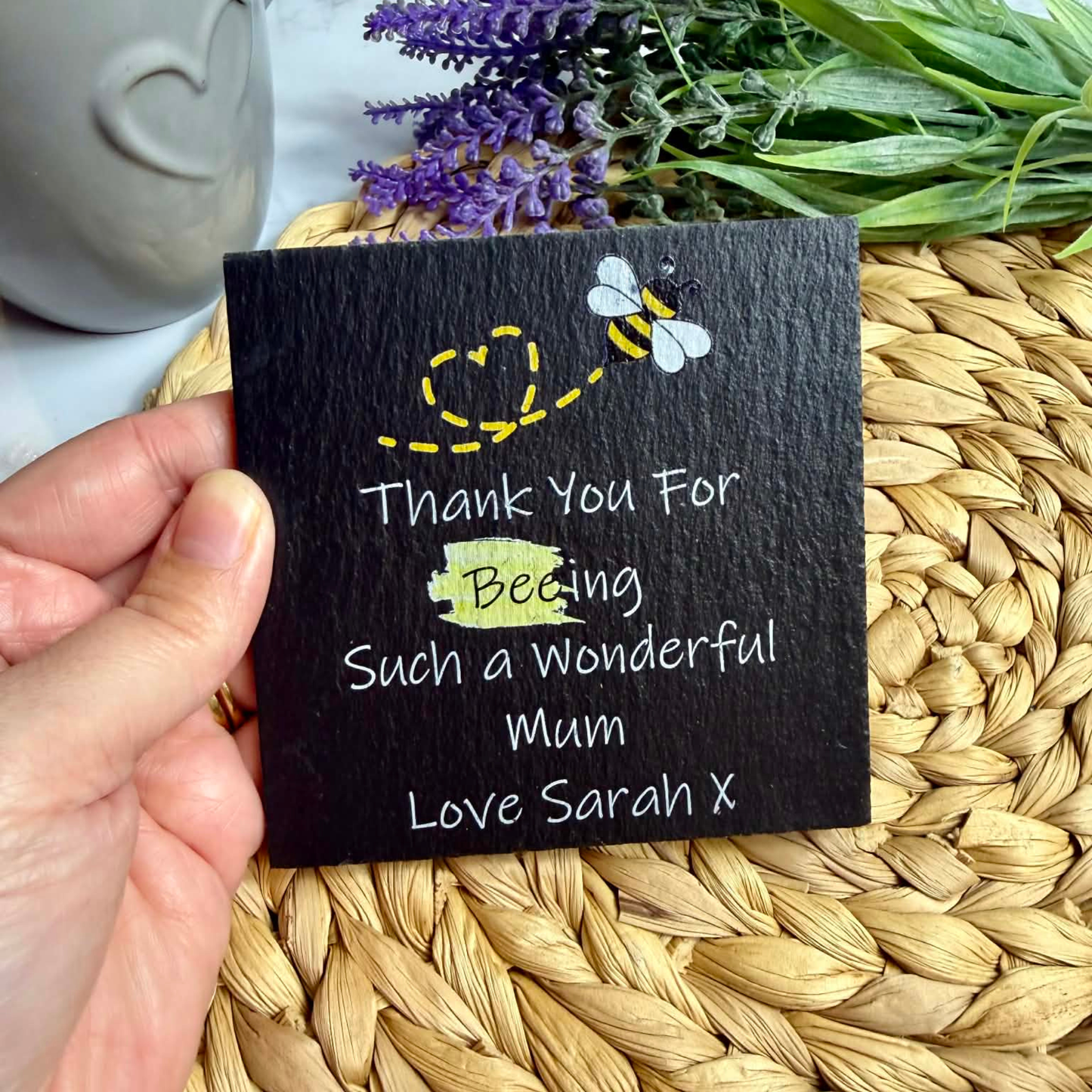 Personalised thank you for beeing slate coaster