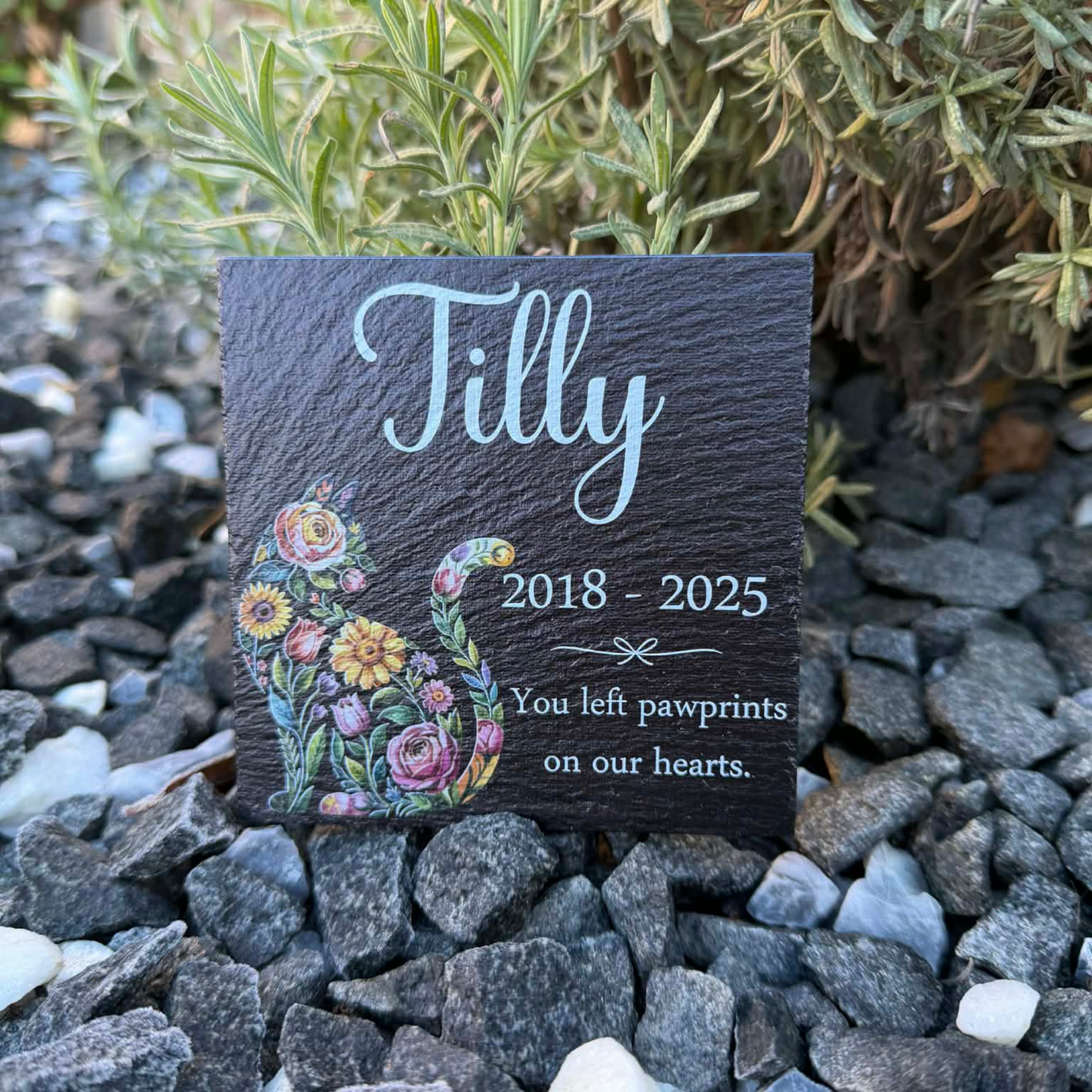 You left paw prints on our hearts slate cat memorial